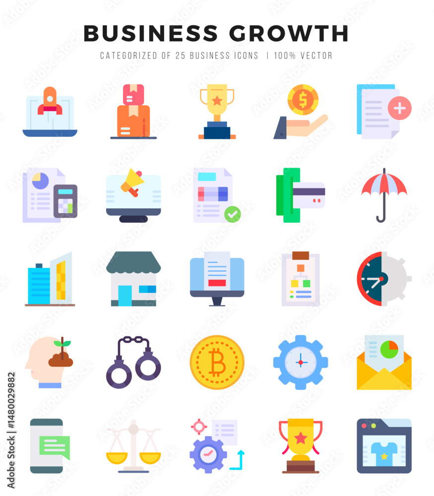 Set of Business Growth icons. Vector Illustration. Set of Business Growth icons. Vector Illustration.