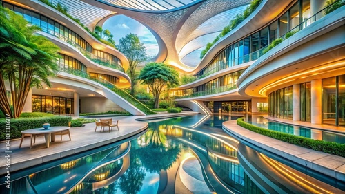 Abstract Biophilic Fluid Patterns: Architectural Background Textures