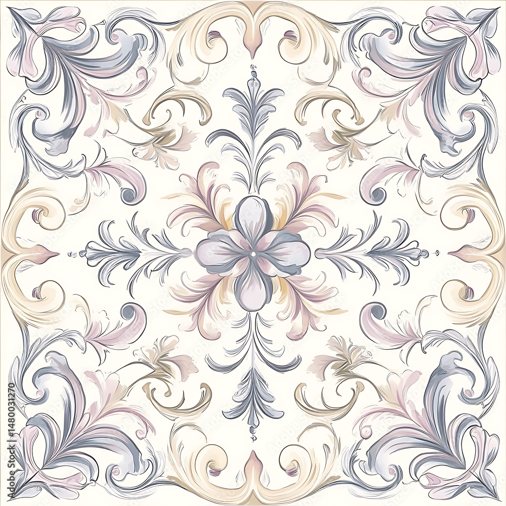Seamless floral tile patterns combining cultural, modern Seamless floral tile patterns combining cultural, modern