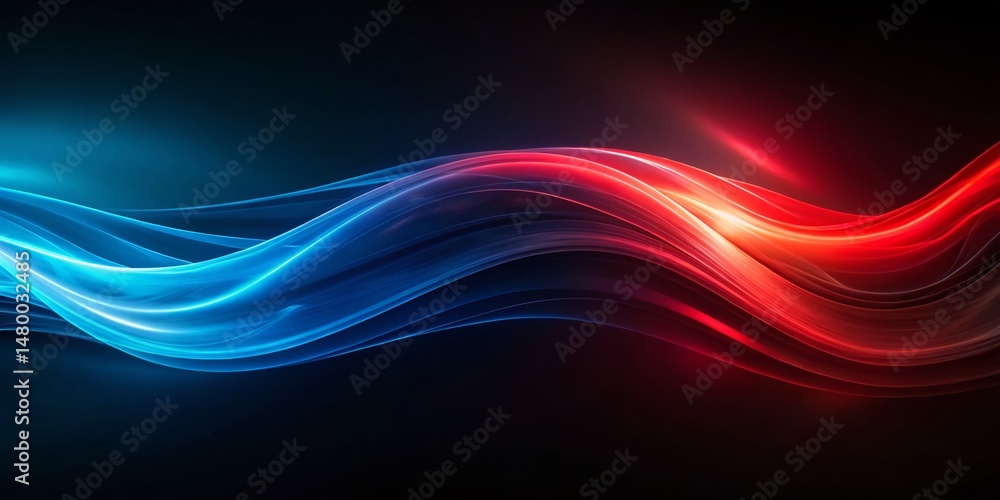 Fototapeta premium Abstract Blue Red Black Wave Background Texture: Colorful Gradient for Banner Ads Presentation Design