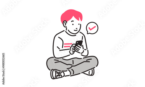 スマホを操作する男の子