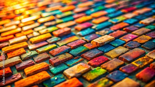 Abstract Brick Wall Texture: Tilt-Shift Travel Photography Background
