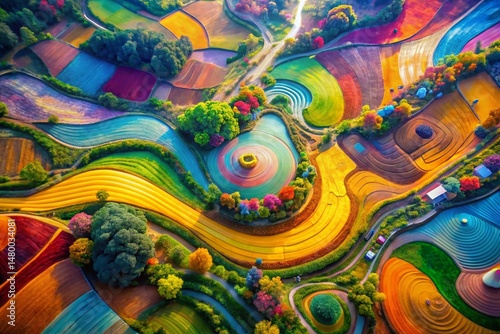 Abstract Colorful Aerial Photography Background: Intricate Design, Vivid Hues