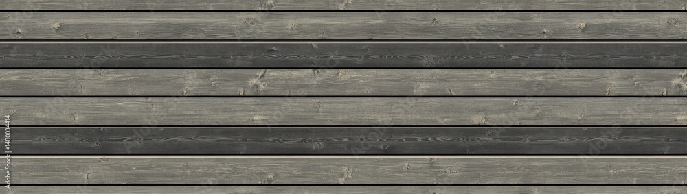 Gray weathered wood planks in horizontal rows. The wood has a slightly darker gray tone on the bottom half of each plank Gray weathered wood planks in horizontal rows. The wood has a slightly darker gray tone on the bottom half of each plank