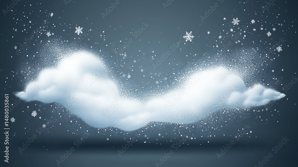 Snowy Clouds with Sparkling Snowflakes. Winter Fantasy Snowy Clouds with Sparkling Snowflakes. Winter Fantasy