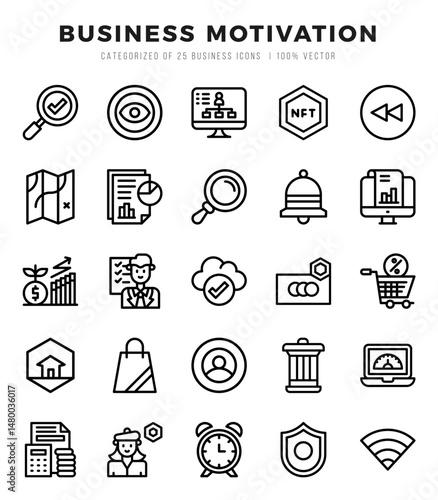 Set of simple Lineal Business Motivation Icons. Lineal art icons pack.