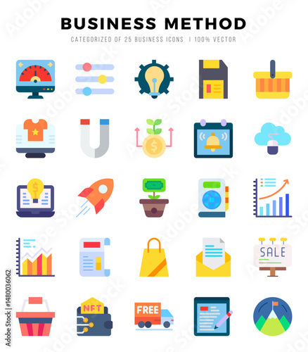 Set of Business Method icons. Vector Illustration.