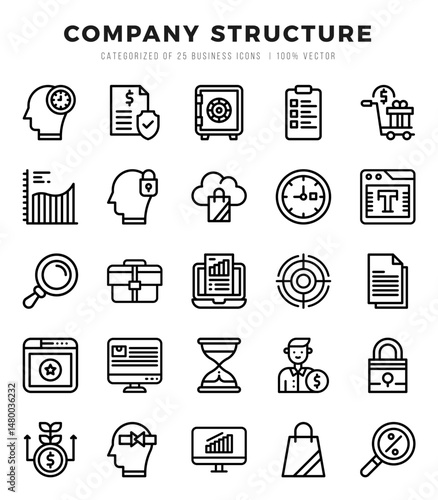 Company Structure Lineal icons. Vector Lineal illustration.
