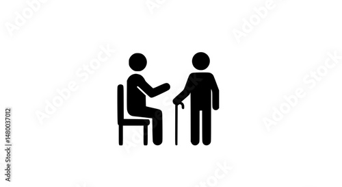 Priority seating symbol black and white icon