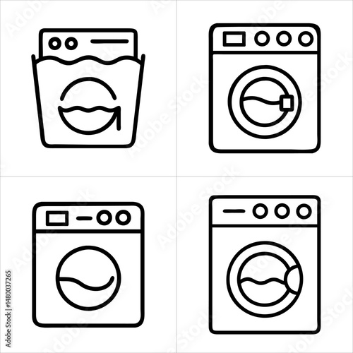 Laundry Service Washing Machine icon set