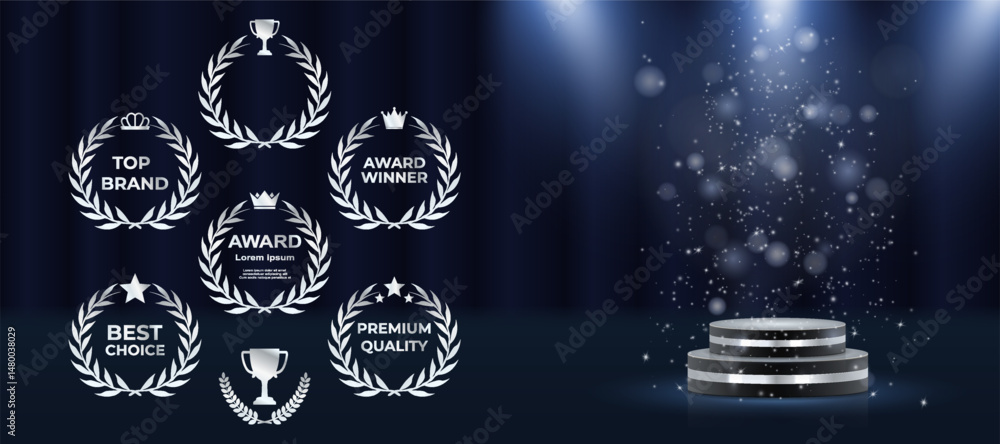 Εκτύπωση καμβά Gold laurel wreath encircles elegant award winner emblem