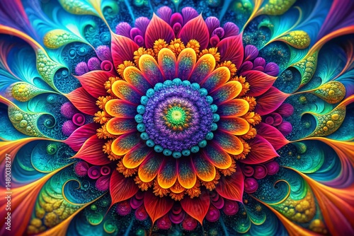 Abstract Fractal Flower Background: Digital Collage for Brochure, Web & Print Design