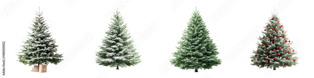 Festive Christmas trees in a range of styles featuring snowy, lush green, and decorated versions, perfect for holiday decorations, cards, and seasonal designs Festive Christmas trees in a range of styles featuring snowy, lush green, and decorated versions, perfect for holiday decorations, cards, and seasonal designs