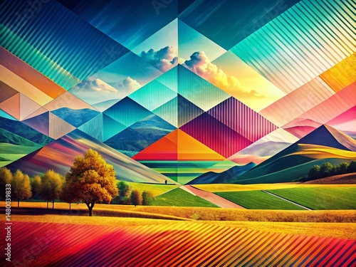 Abstract Geometric Landscape: Modern Pattern Background for Design