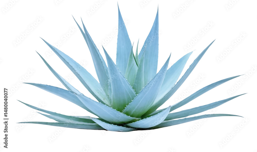 Obraz premium Blue agave, aloe vera plant on white or transparent background