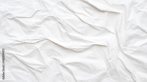 Crumpled White Paper Background Texture for Design