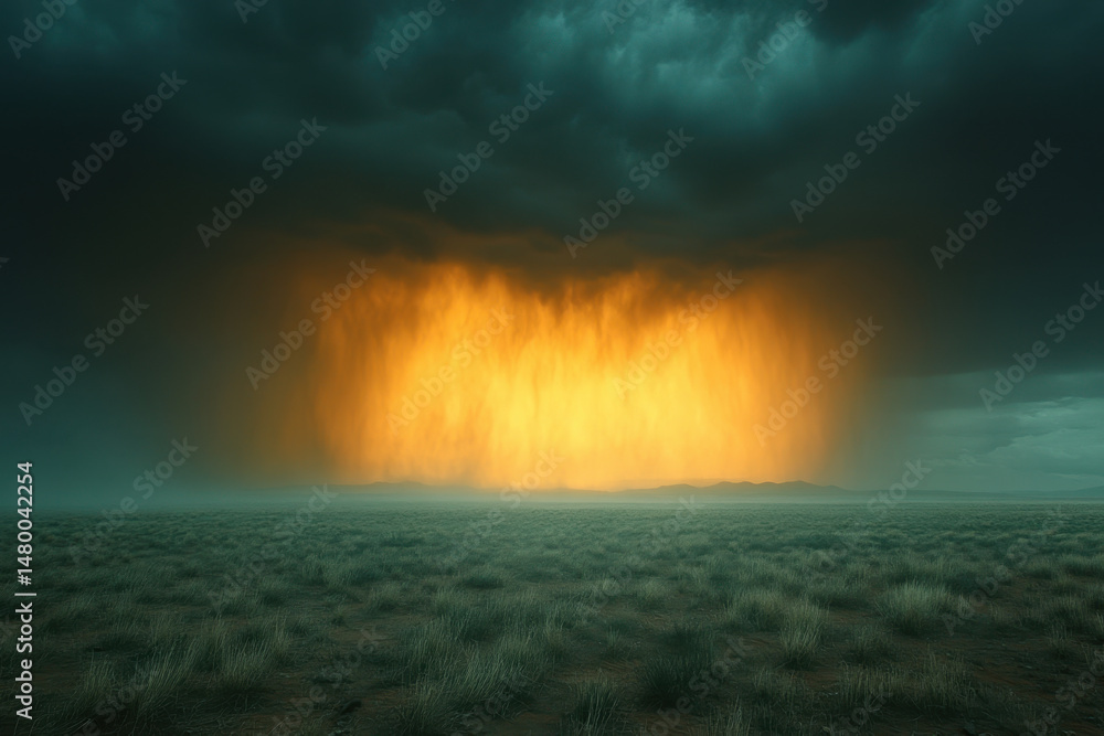 Large cloud hovering over a field.