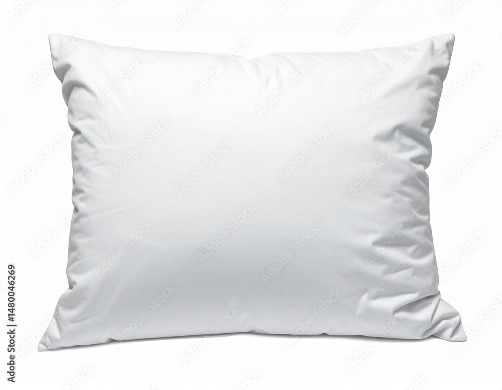 Isolated shot of a white, soft pillow on white backdrop, with folds and soft shadows Isolated shot of a white, soft pillow on white backdrop, with folds and soft shadows