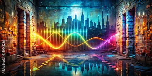 Abstract Sound Wave Urban Exploration Science Background - Grunge Texture