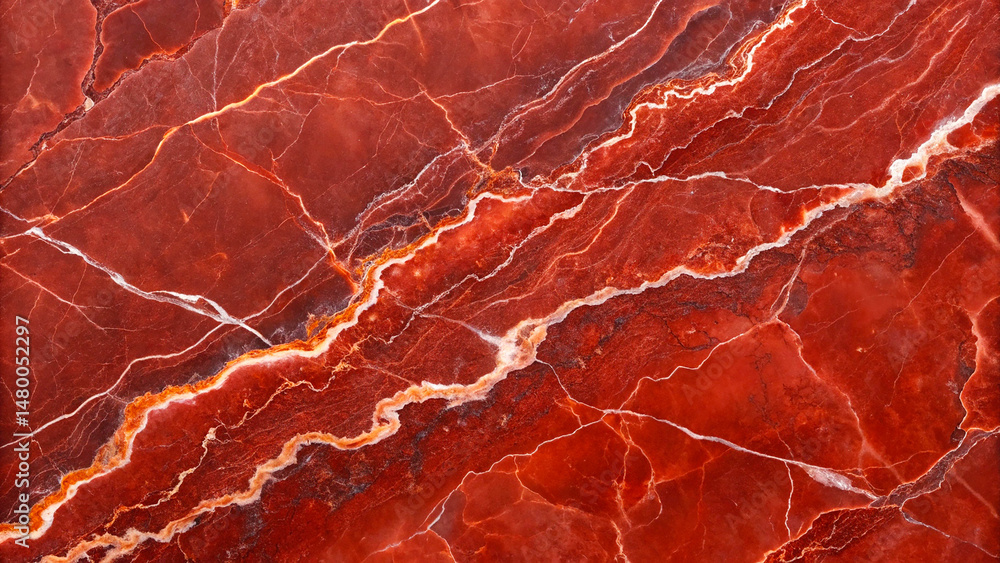 Fototapeta premium A luxurious onyx marble texture captured from a top view, showcasing intricate natural patterns with rich swirls and layers of translucent minerals. 