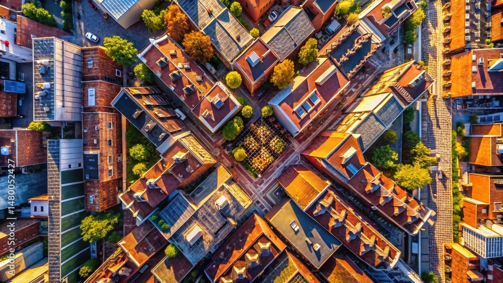 Fototapeta premium Aerial Drone Shot: Diverse Brick Patterns for Design Inspiration - Architectural Textures