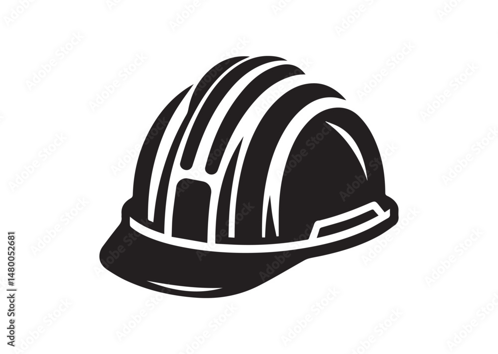 Fototapeta premium Hard hat Icon, Hard hat Silhouette Black Vector White Background