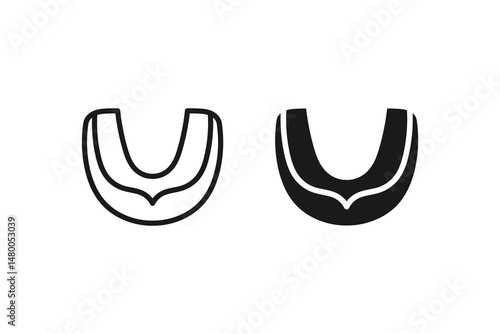 fighter teeth protector icon and outline
