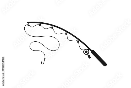 fishing rod with line and hook icon