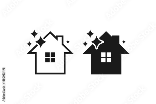house with sparkle symbol of cleanliness service