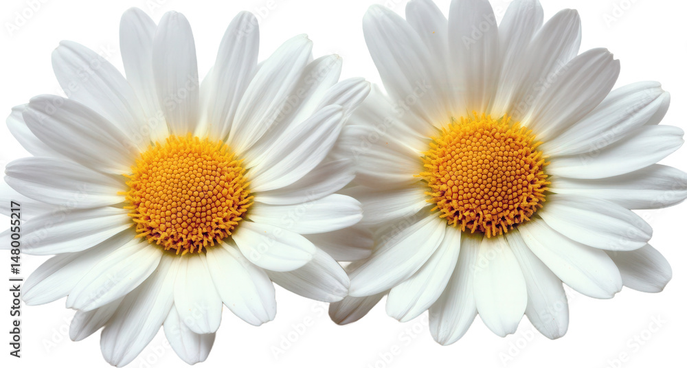 Fototapeta premium Two Beautiful White Daisies in Closeup