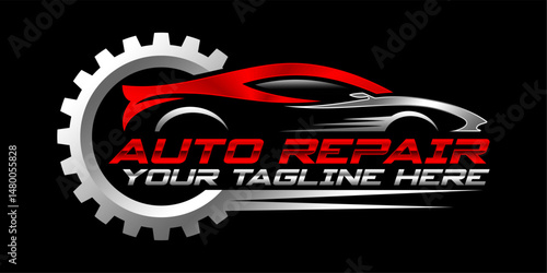 Auto repair car logo vector illustration template. Simple letter design isolated in black background 