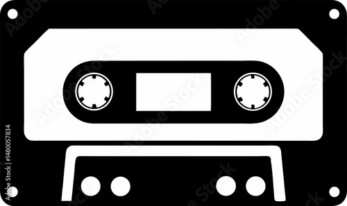 Cassette Tape Silhouette Vector Illustration 