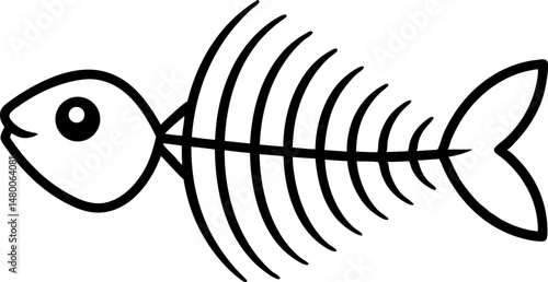 Fishbone Skeleton Line Art Vector Illustration