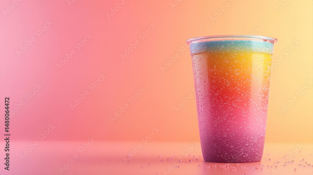custom made wallpaper toronto digitalColorful Gradient Drink in a Clear Cup Against a Soft Pink and Orange Background