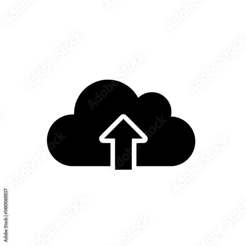 Cloud upload icon black silhouette simple design