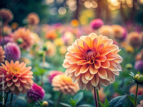 Close-Up Textured Flower Garden in Muted Tones -  Documentary Photography Style