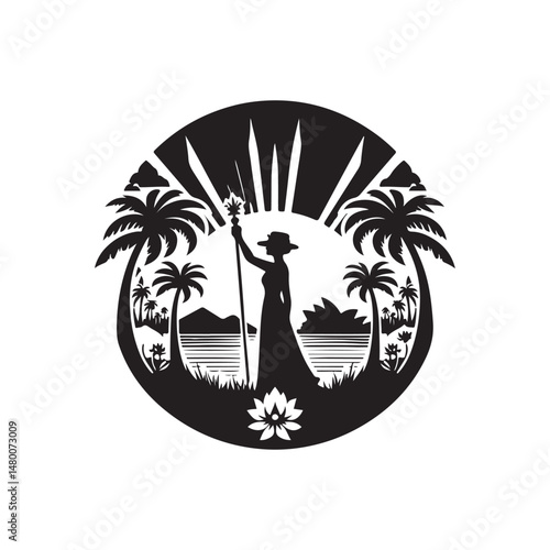 Queensland Day Silhouette Vector Illustration, Solid White Background.
