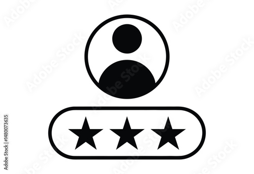 Five Star Employee Rating Top Performer black and white vector illustration