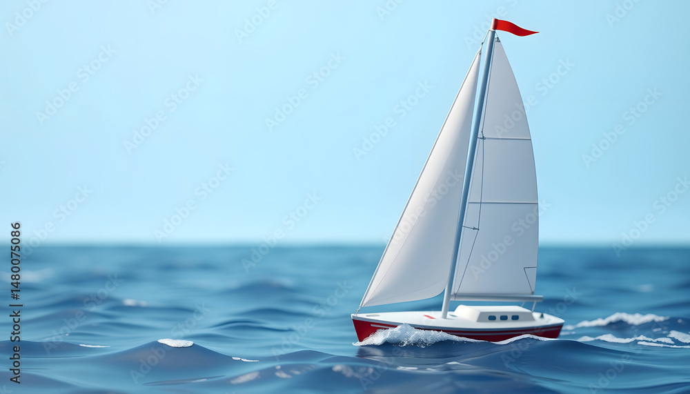 Naklejka premium Gliding gracefully across the vast blue waves, papercraft. with white shades