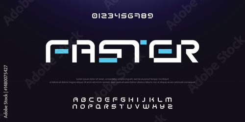 Design Modern abstract digital alphabet font. Minimal technology typography, Creative urban sport fashion futuristic font and with numbers. vector illustration.