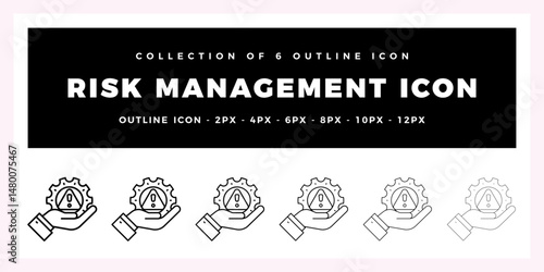Pack of 6 Outline Vector Risk Management icon