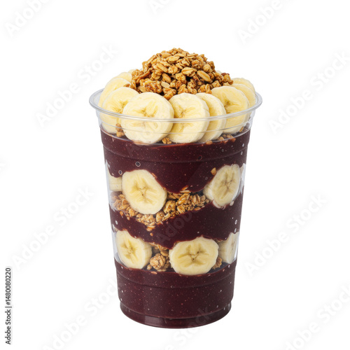 Açaí Bowl in Cup with Banana Slices and Granola