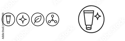 Symbols representing skincare products and their natural ingredients for enhancing beauty routines