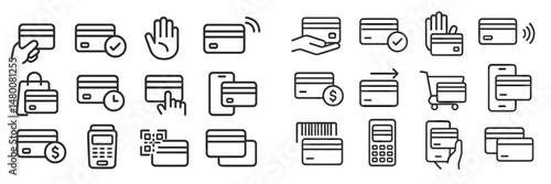 Various icons depicting payment methods and transaction activities in a minimalist design suitable for digital interfaces