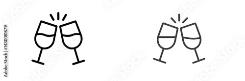 Cheers with clinking glasses symbolizing celebration and joy in a minimalistic design for festive occasions