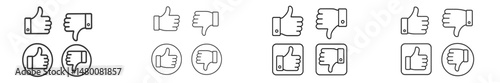 Various hand gestures indicating approval and disapproval displayed in a simple, minimalist design