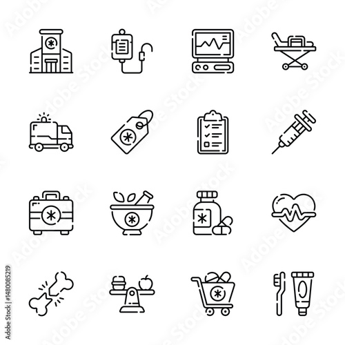 Check our our handy set of medical and lab testing line icons