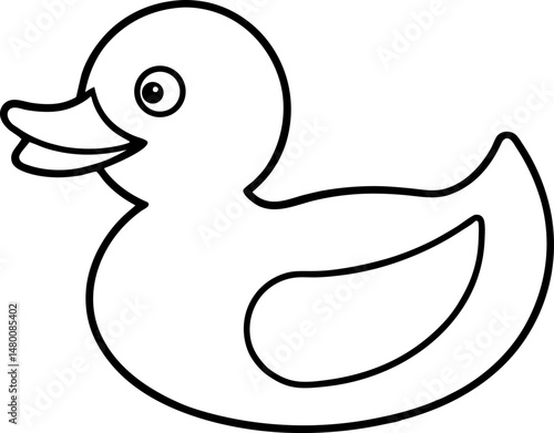 Rubber Duck Line Art Vector Illustration 