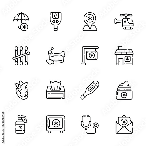 Grab this amazing outline collection depicting healthcare services icons