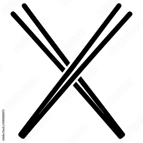 Crossed chopsticks black silhouette vector illustration